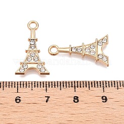ラックメッキ合金ペンダント  ラインストーン付き  エッフェル塔  クリスタル  21.5x12.5x2mm  穴：2mm&nbsp;FIND-N005-26G-01
