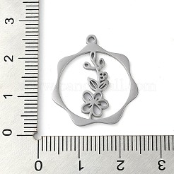 変色しない304ステンレススチールペンダント  花  ステンレス鋼色  23.5x21.5x1mm  穴：1.5mm&nbsp;STAS-P338-01A-P
