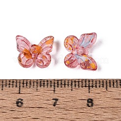 ピカソの透明ガラスビーズ  蝶  ライトコーラル  9.5x11x4mm  穴：0.9~1.2mm  約1020個/ポンド&nbsp;SEED-N012-06A