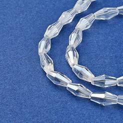 電気メッキガラスビーズセット  ABカラーメッキ  多面カット  双円錐形  クリアAB  8x4x4mm  穴：1mm  約67~68個/連  21.85インチ&nbsp;X-EGLA-R020-8x4mm-13