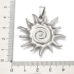 304ステンレスペンダント  太陽のチャーム  ステンレス鋼色  38x39.5x3mm  穴：9x4mm&nbsp;STAS-Q343-14P