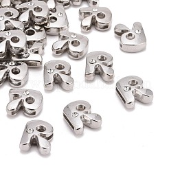 ブレスレット時計バンド作り用の文字スライドチャーム  プラチナメッキ合金クリスタルラインストーンスライドチャーム  カドミウムフリー＆ニッケルフリー＆鉛フリー  文字.r  11~13x9~11.5x4~5mm  穴：7.5~8x1mm&nbsp;X-ALRI-O012-R-NR