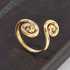 304ステンレススチールカフオープンリング  スパイラル  イオンプレーティング（ip）  ゴールドカラー  2~24mm  内径：19.4mm&nbsp;RJEW-D357-04G