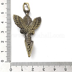 チベットスタイルラックメッキ真鍮ビッグペンダント  ニッケルフリー  長持ちメッキ  鳥の金剛チャーム  ブラッシングアンティークブロンズ  57.5x28.5x6.5mm  穴：8mm&nbsp;KK-Q805-28AB