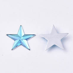 プラスチックカボション  スター  空色  13x14x1.5mm  約2000個/袋&nbsp;KY-T012-02F