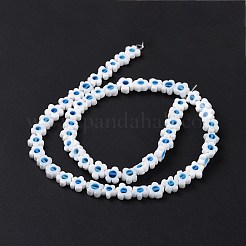 手作りミッレフィオーリガラスビーズ連売り  花  空色  6.4~9x3.2mm  穴：1mm  約56個/連  15.75''（40センチメートル）&nbsp;LAMP-J035-8mm-66