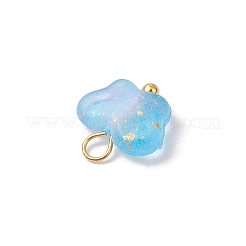 つや消しアクリルチャーム  ハート  真鍮のループと金箔付き  グラデーションカラー  ミックスカラー  10.5x10x3.5mm  穴：2mm&nbsp;PALLOY-JF03325-02