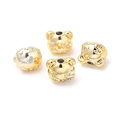 メッキccbプラスチックビーズ  虎  ゴールドカラー  13.4x15.8x13.2mm  穴：3.5mm&nbsp;PACR-C004-04G