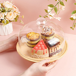 ガラスドーム  ケーキ装飾ディスプレイケース  クローシュベルジャーテラリウムウッドベース付き  モカシン  完成品：25x17.5cm&nbsp;AJEW-WH0473-37A