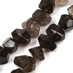 天然石スモーキークォーツビーズ連売り  多面カット  ナゲット  12~13x16~19x12~14mm  穴：0.9mm  約29~31個/連  14.37~15.28''（36.5~38.8センチメートル）&nbsp;G-F796-D06-01