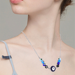60個 4色 ハンドメイド イーブルアイ ランプワーク ラウンドビーズ  ミックスカラー  8mm  穴：1mm  15個/カラー&nbsp;LAMP-SC0001-81