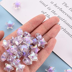 透明なアクリルビーズ  二層ビーズ  ABカラー  多面カット  スター  ライラック  14x15x8.5mm  穴：2mm  約518個/500g&nbsp;TACR-S152-02D-SS2114