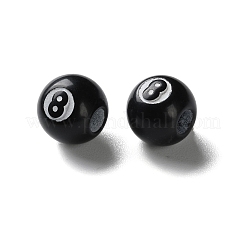 アクリルビーズ  模造ビリヤードビーズ  8位とのラウンド  ブラック  11x10mm  穴：4mm&nbsp;X-OACR-D301-02A