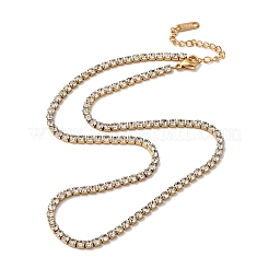 3mm 304ステンレススチールラインストーンカップチェーンネックレス（女性用）  PVD真空メッキ  長持ちメッキ  ゴールドカラー  クリスタル  16.54インチ（42cm）&nbsp;NJEW-G175-01G-02