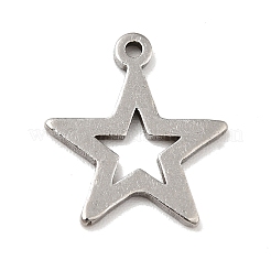 変色しない201ステンレススチールペンダント  スターのチャーム  ステンレス鋼色  13.5x12x1mm  穴：1mm&nbsp;STAS-A066-14P