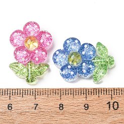 透明樹脂＆パイレットカボション  花  ミックスカラー  24x17x5mm&nbsp;RE-CBA0EC6-07