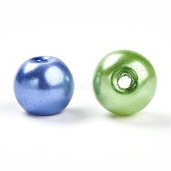 ベーキングペイント、パール加工ガラス、パールビーズ  ラウンド  ミックスカラー  6~6.5mm  穴：1~1.4mm&nbsp;X1-HY-Q003-6mm-M01