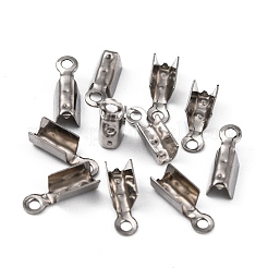 変色しにくい201ステンレススチール製折り返し式圧着コードエンド  ステンレス鋼色  10x3.5x3mm  穴：1mm&nbsp;STAS-R055-08