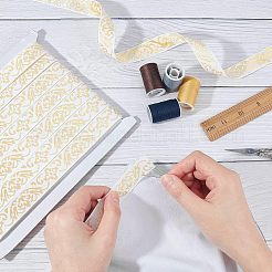 エスニック風刺繍ポリコットンリボン  ジャカードリボン  チロリアンリボン  花柄  服飾材料  ホワイト  3/4インチ（20.5mm）  約20ヤード/カード&nbsp;OCOR-WH0066-22B
