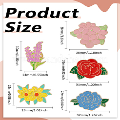 5個 5スタイルの花のエナメルピン  バックパック服用合金ブローチ  ミックスカラー  26~31x21~30mm  1個/スタイル&nbsp;JEWB-LP0004-32