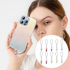 ガラス＆アクリル＆合金携帯ストラップ20色10個  プラスチックモバイル防塵プラグ付き  天使  ミックスカラー  9.6~10cm  2個/カラー&nbsp;HJEW-OC00047