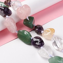 ミックス天然石ビーズ連売り  タンブルストーン  ナゲット  16~36.8x13~28.5x8~21mm  穴：2~3.8mm  約13個/連  16.26~17.52''（41.3~44.5センチメートル）&nbsp;G-B024-03