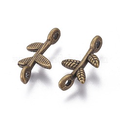 チベットスタイルのリンクコネクター  鉛フリー＆カドミウムフリー  ブランチ  アンティークブロンズ  17x9.5x3mm  穴：1mm&nbsp;LS-MLF0801Y