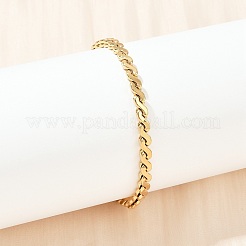 女性用304ステンレススチールリンクチェーンブレスレット  PVD真空メッキ  22KGP本金メッキ  7-1/4インチ（18.3cm）&nbsp;BJEW-Z143-05G