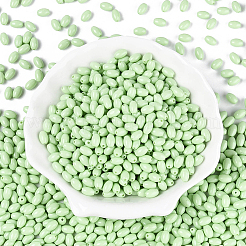ベーキングペイントガラスシードビーズ500個  オーバル  淡緑色  7x4~4.5mm  穴：0.9mm&nbsp;SEED-PA0001-05C