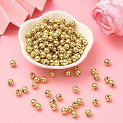 メッキアクリルビーズ  ラウンド  黄金メッキ  直径約6mm  穴：1mm  約4000個/500g&nbsp;PL682-2