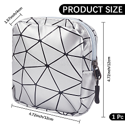 スクエア PU レザー 生理用ナプキン 収納 ジッパー バッグ  コインウォレット  ゲインボロ  14x14x1cm&nbsp;ABAG-WH20009-10A