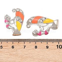 合金エナメルラインストーンペンダント  ラックめっき  サーファーガールチャーム  カドミウムフリー＆ニッケルフリー＆鉛フリー  プラチナ  ミックスカラー  30x18.5x14.5mm  穴：2mm&nbsp;FIND-B062-10P