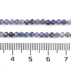 天然のアイオライトビーズ連売り  多面カット  ラウンド  3mm  穴：0.5mm  約135個/連  15.35''（39センチメートル）&nbsp;G-N342-32