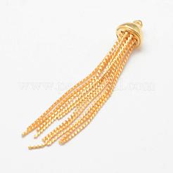 ブラスサーペンタインチェーンタッセルペンダント  長持ちメッキ  18KGP本金メッキ  50~60x8mm  穴：1mm&nbsp;KK-F718-09G