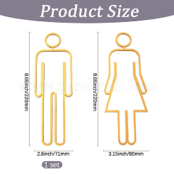 アクリル粘着剤付き男性用・女性用トイレ標識  浴室のドアのサイン  ゴールド  220x71~80x3mm  2個/セット&nbsp;AJEW-WH20054-401B