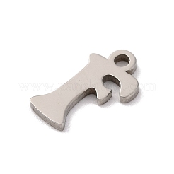 変色しない201ステンレススチールチャーム  レーザー切断  レターチャーム  文字F  10.5x6x1mm  穴：1.2mm&nbsp;STAS-U016-01P-F