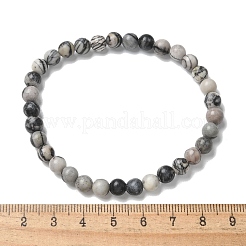 天然ネットストーンビーズストレッチブレスレット  ラウンド  2インチ〜2-3/8インチ（5~6cm）  ビーズ：5.8~6.8mm&nbsp;X-BJEW-K212-A-021