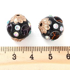 手作りのインドネシアビーズ  合金とガラスと  双円錐形  ミックスカラー  15mm  穴：1.9mm&nbsp;FIND-Q106-47
