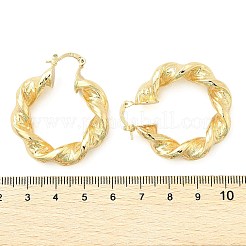 真鍮ツイストリングフープピアス  18KGP本金メッキ  36x8mm  ピン：14x1.5x0.5mm&nbsp;EJEW-B117-01G