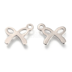 変色しない201ステンレススチールチャーム  レーザー切断  蝶結び  ステンレス鋼色  9x11x0.6mm  穴：1.4mm&nbsp;STAS-H143-08P
