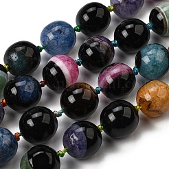 天然石瑪瑙ビーズ連売り  染め＆加熱  オーバル  ミックスカラー  14.5~15x13.5~14mm  穴：1.8mm  約24個/連  16.14~16.85''（41~42.8センチメートル）&nbsp;G-F820-B01-01