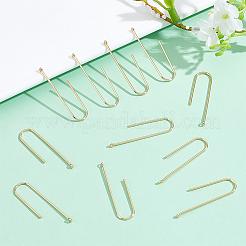 真鍮製イヤリングワイヤー20本  ゴールドカラー  31.5x8.5x1mm  穴：1.2mm  ピン：0.8mm&nbsp;KK-ME0001-33