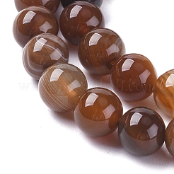 天然石縞瑪瑙/バンデットアゲートビーズ連売り  染め＆加熱  ラウンド  シエナ  8mm  穴：1.2mm  約47個/連  14.96インチ（38cm）&nbsp;G-G582-8mm-55