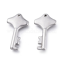 変色しにくい304ステンレススチールペンダント  キー  ステンレス鋼色  17.5x10x2mm  穴：1mm&nbsp;LS-STAS-K207-49P