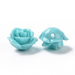 合成サンゴ3Dフラワーローズビーズ  染め  アクアマリン  14~15x9mm  穴：1.5mm&nbsp;CORA-A006-15mm-033