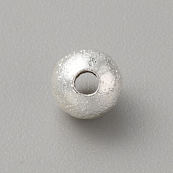 真鍮ビーズ  長持ちメッキ  艶消し  ラウンド  銀  6x5.5mm  穴：1.8mm&nbsp;LS-KK-WH0081-03A-S