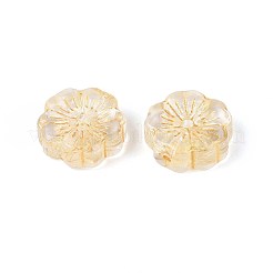透明ガラスビーズ  花  ゴールドライン入り  透明  14~14.5x5.5~6mm  穴：1~1.2mm&nbsp;GLAA-N055-01B