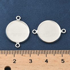 フラットラウンドブラスコネクターカボションセッティング  ラックメッキ丸型ブランクベゼルトレイ  長持ちメッキ  鉛フリー＆カドミウムフリー  925銀メッキ  トレイ：14mm  21.5x16x2mm  穴：1.5mm&nbsp;KK-K414-13A-S