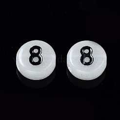 蓄光アクリルビーズ  番号付きのフラットラウンド  乳白色  7x3.5~4mm  穴：1.2mm  約3700個/500g&nbsp;MACR-S273-25