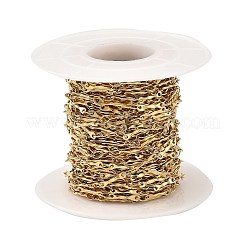 イオンプレーティング（IP）ハンドメイド304ステンレススチールリンクバーチェーン  ハンダ付け  スプールで  ゴールドカラー  10x1x1mm  リング：2mm  約32.81フィート（10m）/ロール&nbsp;CHS-G025-08G